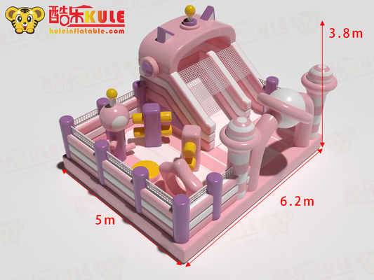 Small inflatable Commercial Bouncy Castle Indoor Playground Pink & White