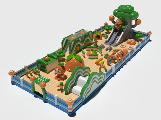 Children Playground Bouncy Inflatable Castles Green Orange 28*11*7.3m