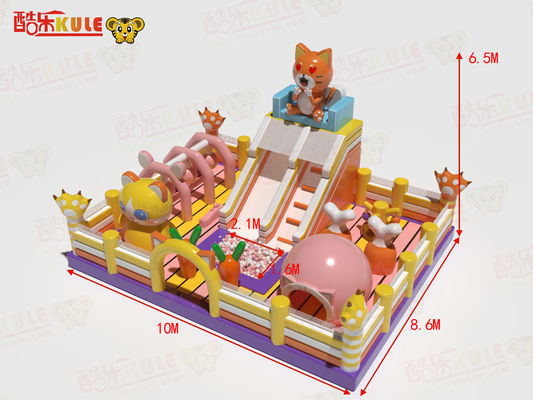 Bouncy Jumping Inflatable Castles Pink Yellow color For Kids