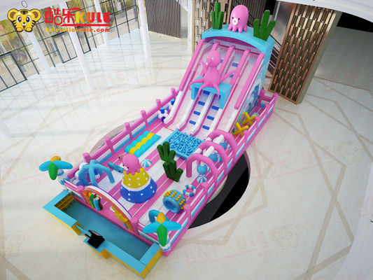 Squid Park Bouncy Inflatable Castles Indoor Playground Pink For Children