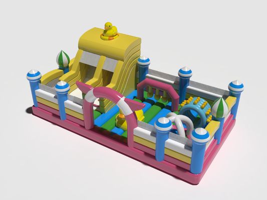 Small Jumping Inflatable Castles Duck Park Yellow Pink Blue
