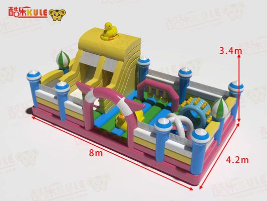 Small Jumping Inflatable Castles Duck Park Yellow Pink Blue