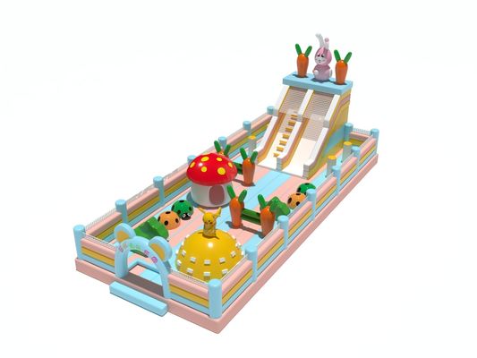Rabbit Carrot Mushroom Bouncy Inflatable Castle With Slides