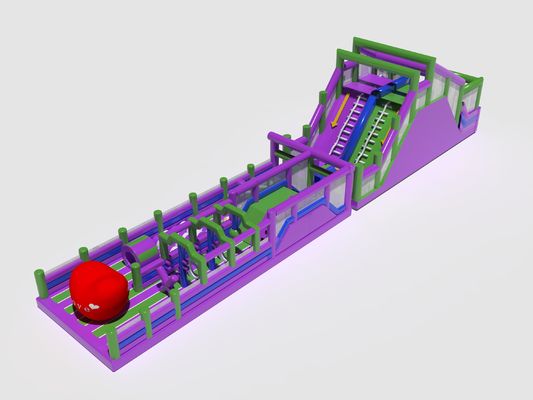 Adult Inflatable Obstacle Course Playground Purple Green Red