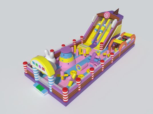 Candy Theme Inflatable Castle With Big Slides Obstacles Castle