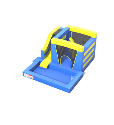 Blue Yellow Inflatable Jumping House With Slide And Pool