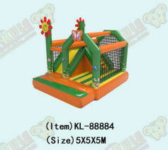 Green Orange Inflatable Bouncy House With Slides For Childrens