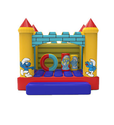 Smurfs Inflatable Jumping Castle With Pillars And Circle Ring