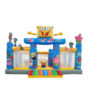 SpongeBob Themed Inflatable Castles Blue And Yellow Color
