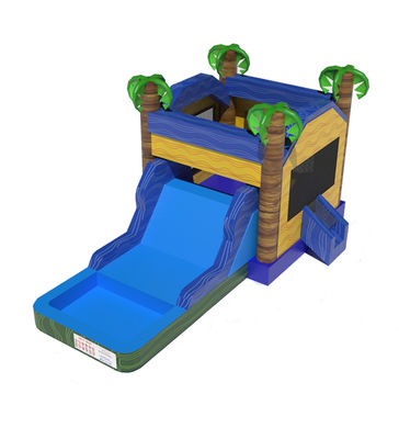 Palm Tree Commercial Inflatable Bouncy Castle With Water Slide