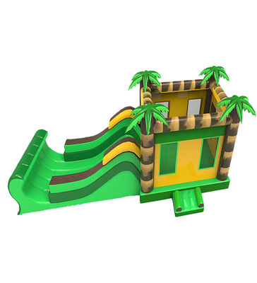 Rainbow Horse Two Parallel Channels Inflatable Slides With Candy Shaped Pillars