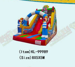 Clown Inflatable Slide With Elephant Theme For Children Fun Park