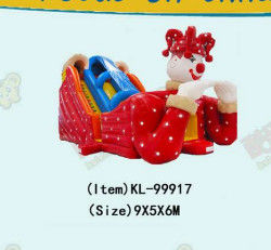 Clown Red Color Children Fun Park Inflatable Slide For Rentals