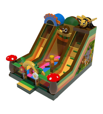Children Fun Park Inflatable Bee With Mushroom Slide For Rentals