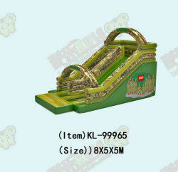 Children Fun Park Inflatable Green China Army Slide For Rentals
