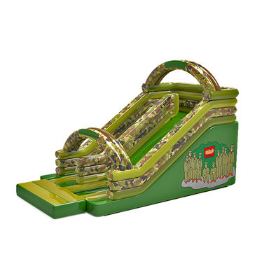 Children Fun Park Inflatable Green China Army Slide For Rentals