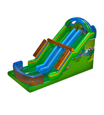 Forest Theme Inflatable Double Lane Water Slide For Rentals