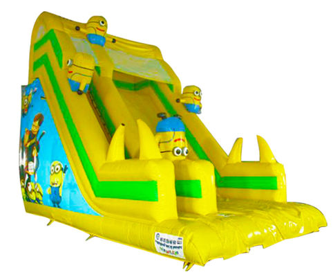 Children Fun Park Yellow Inflatable Minions Slide For Rentals