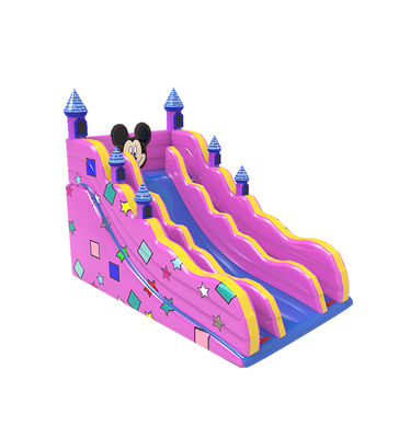Children Fun Park Inflatable Miki Mouse Pink Slide For Rentals