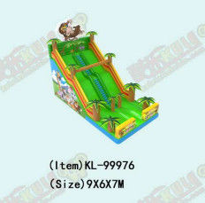 Forest Animals Inflatable Monkey Slide With Palm Trees