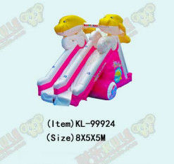 Dolphin Double Lane  Inflatable Slide For Children Fun Park