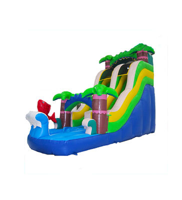 Children Fun Park Inflatable Palm Tree And Ocean Fish Slide