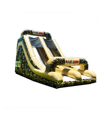 Children Fun Park Camuflage Grenn Inflatable Slide Rentals