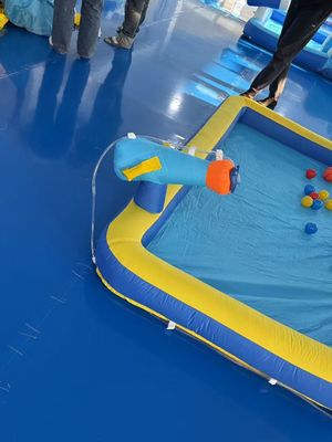 Polyester Oxford Inflatable Blue And Orange Water Slide For Children Fun Park