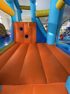 Polyester Oxford Inflatable Blue And Orange Water Slide For Children Fun Park