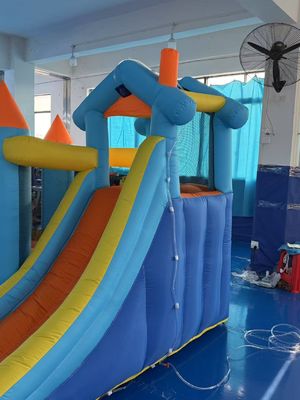 Polyester Oxford Inflatable Blue And Orange Water Slide For Children Fun Park