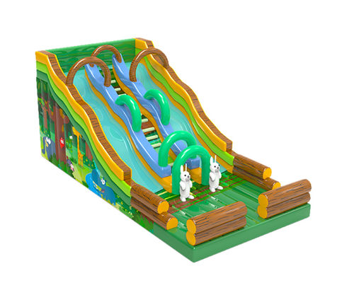 Clown Inflatable Slide With Elephant Theme For Children Fun Park