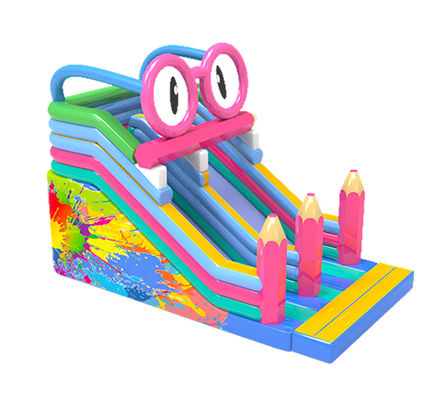 Clown Inflatable Slide With Elephant Theme For Children Fun Park