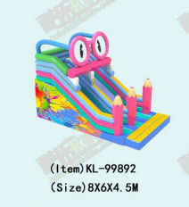 Clown Inflatable Slide With Elephant Theme For Children Fun Park