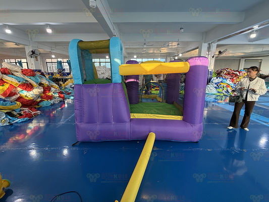 Polyester Oxford Inflatable Purple Yellow Blue Slide With Toss Play