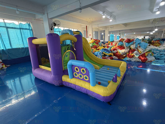 Polyester Oxford Inflatable Purple Yellow Blue Slide With Toss Play