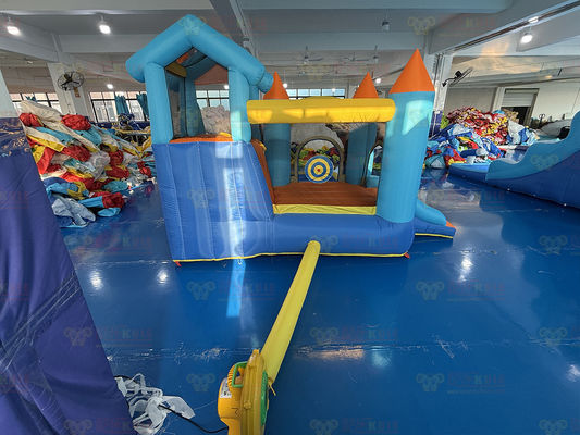 Polyester Oxford Inflatable Blue And Orange Water Slide For Children Fun Park