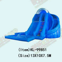 Blue Inflatatble With Sliding And Pool summer feeling