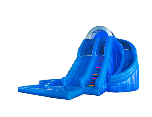 Blue Inflatatble With Sliding And Pool summer feeling