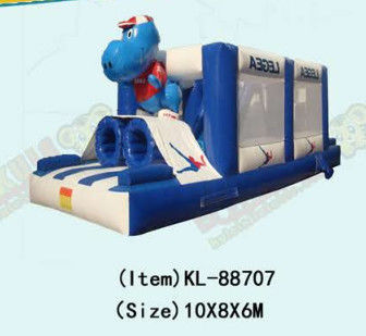 White And Dark Blue Children Fun Park Inflatable Slide For Rentals