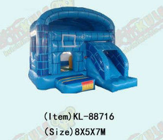Small Bouncy Castle Blue Great Wall kids Fun Park Inflatable