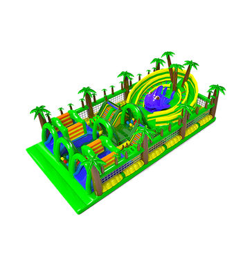 Green - themed Inflatable Fun Palm Zone Customized Obstacle