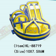 Yellow - Blue Inflatable Amusement Slide: Fun Playground Equipment