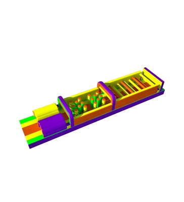 Rainbow - Colored Inflatable Obstacle Run Vivid Play Setup