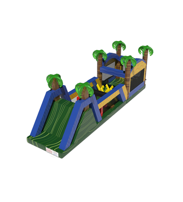 Tropical Inflatable Playground: A Fun Obstacle Track Jungle Palm Tree - Themed