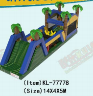 Tropical Inflatable Playground: A Fun Obstacle Track Jungle Palm Tree - Themed