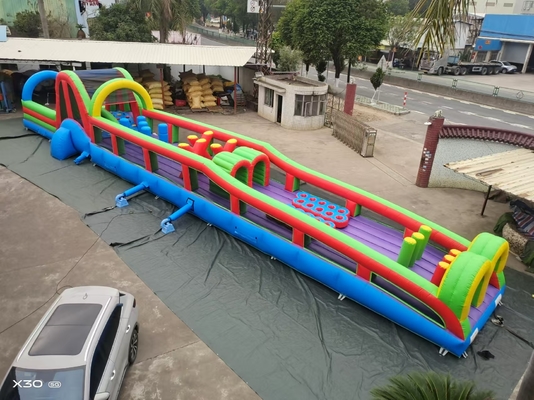 Rainbow - Hued Vibrant Inflatable Obstacle Course for Playful Fun