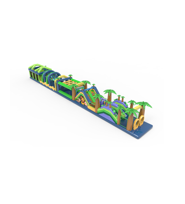 Multi - Color Tropical Inflatable Obstacle Course Adventure Jungle Path