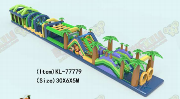 Multi - Color Tropical Inflatable Obstacle Course Adventure Jungle Path