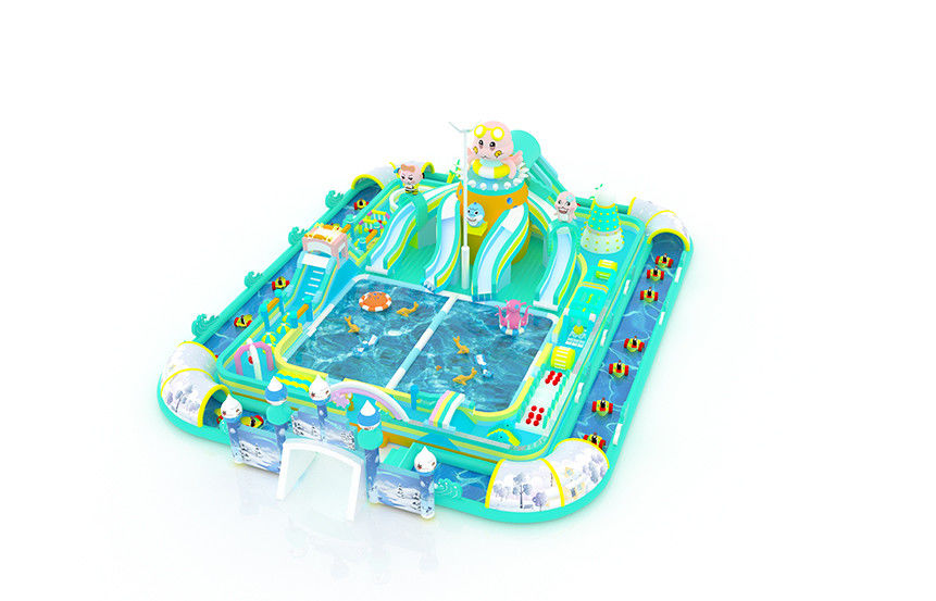 Giant Multi Color Family Inflatable Water Park With Small Floating Toys