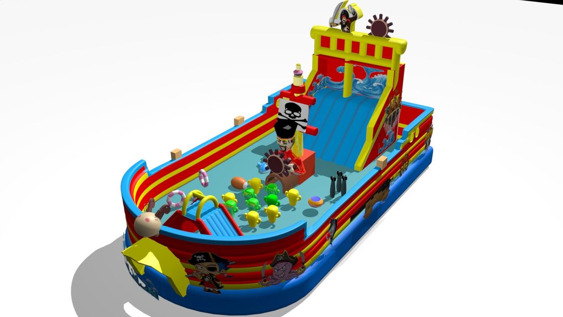 Pirate Ship Big Inflatable Slide Bouncer Blue Red Yellow color